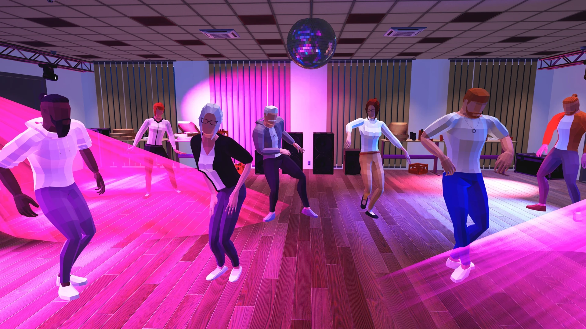 Employees dancing at the office party